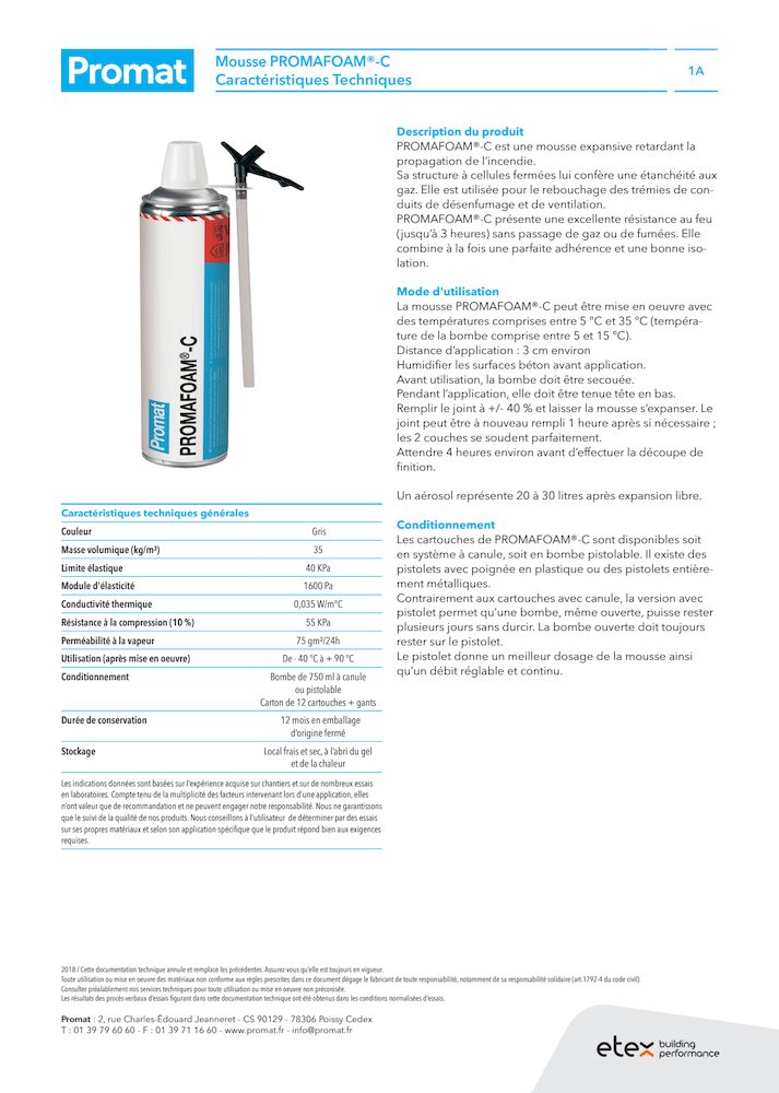 Fiche produit - PROMAFOAM-C