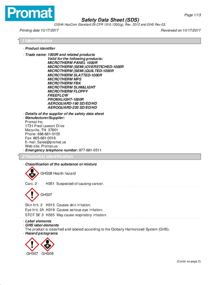 SDS - 1000R & Related Products