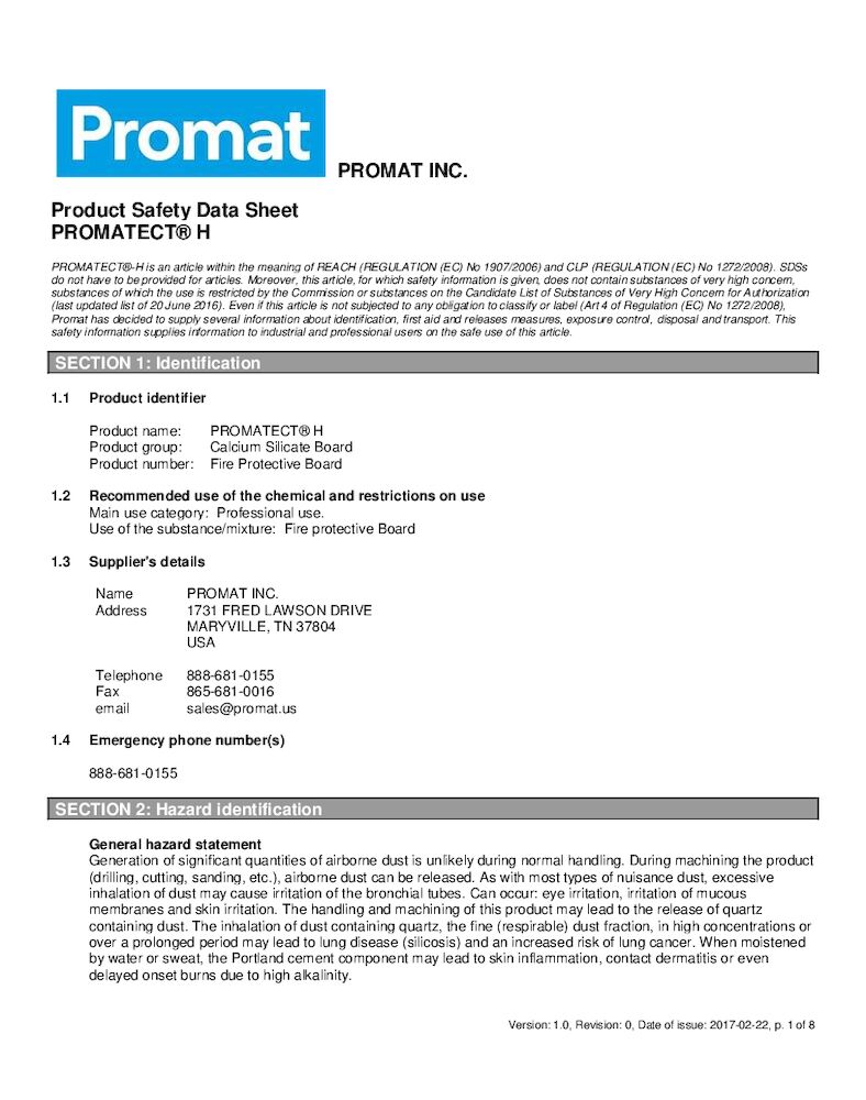 SDS - Promatect-H