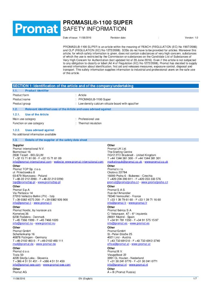 SDS-PROMASIL-1100-SUPER