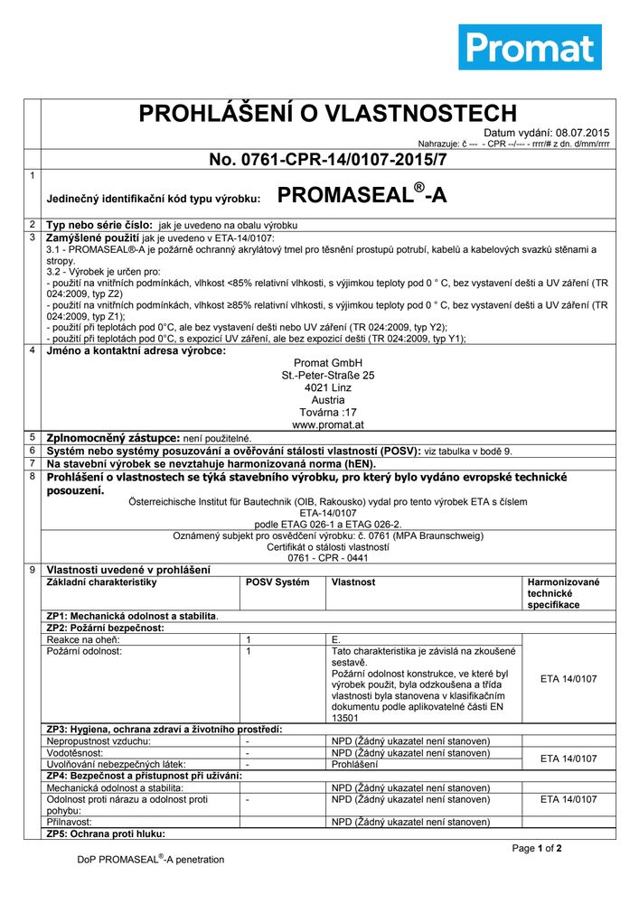 PROMASEAL®-A (Penetration / Abschottung)