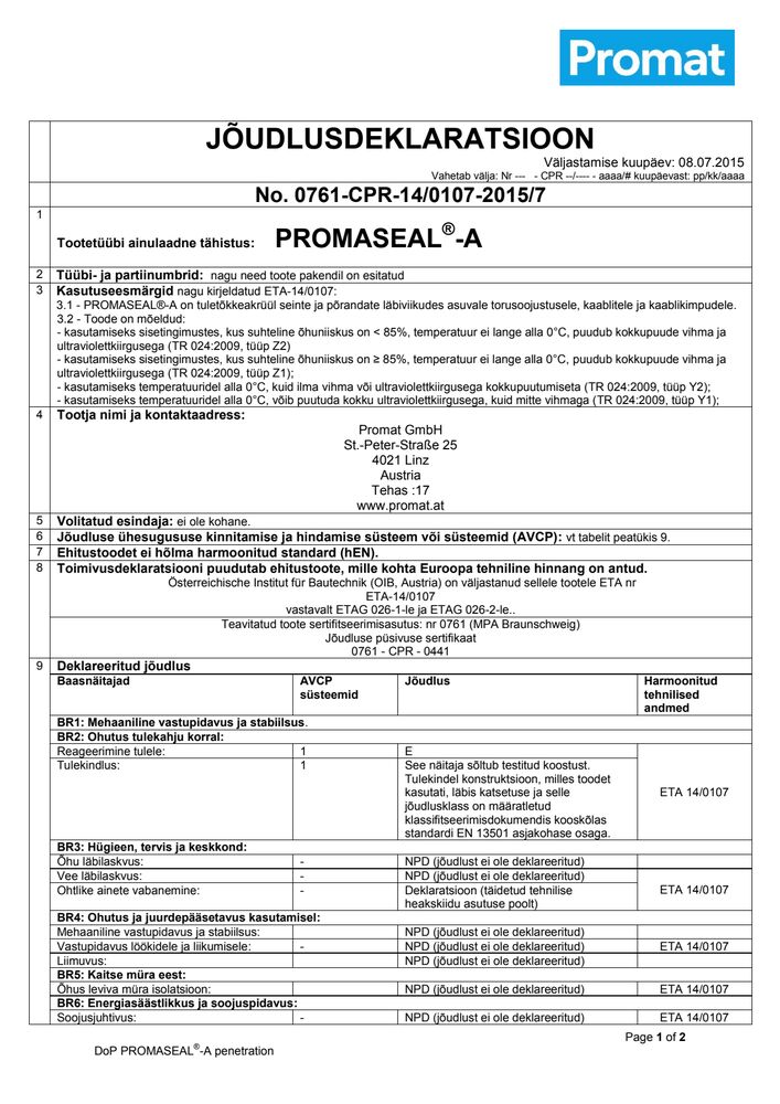 PROMASEAL-A penetration