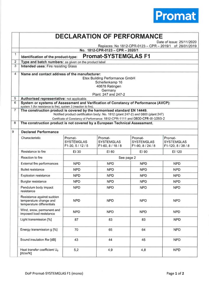 Promat-SYSTEMGLAS F1 (mono)