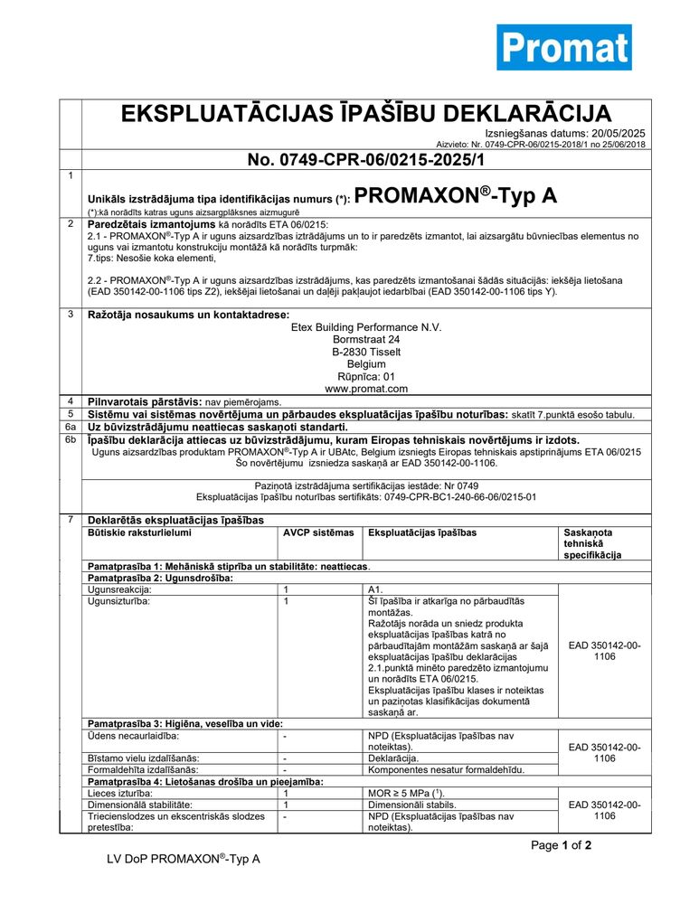 LV_DoP_PROMAXON®,Typ A_2018