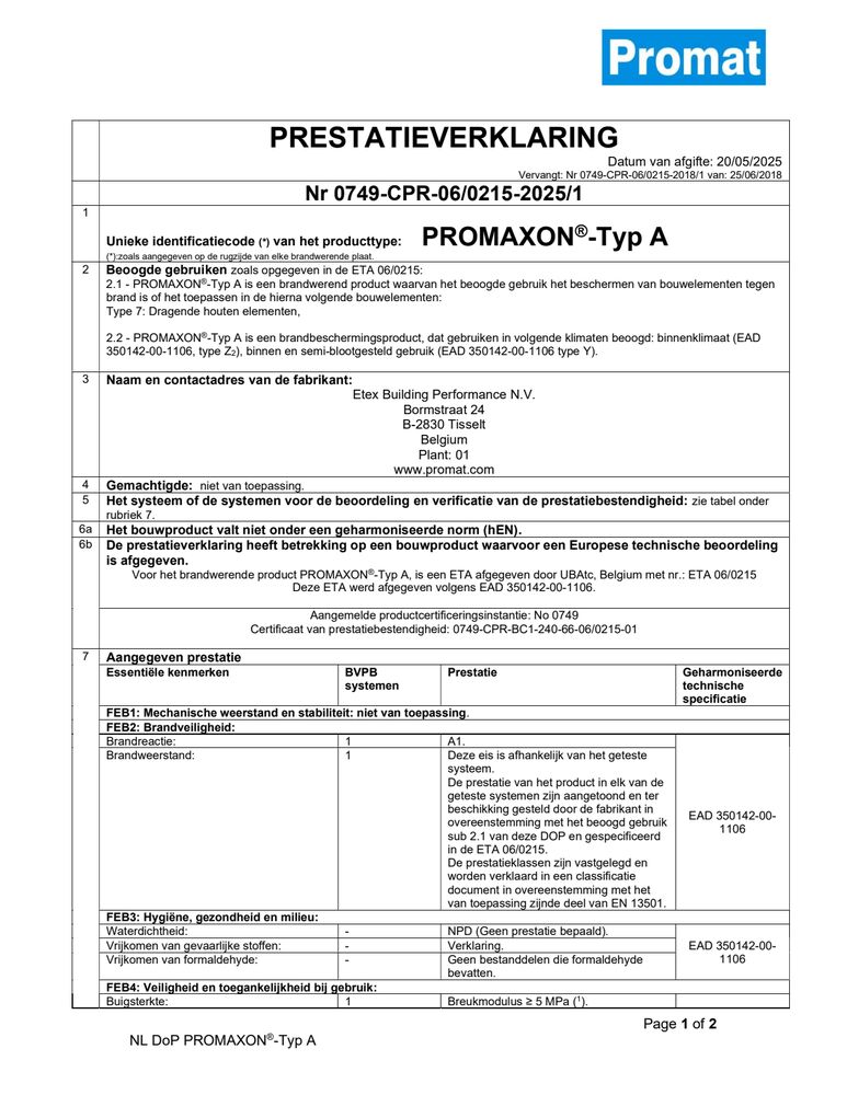 NL_DoP_PROMAXON®, Typ A_2019