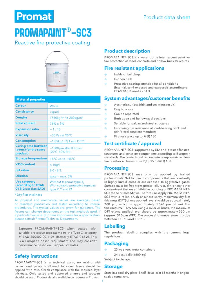 PROMAPAINT®-SC3 Product Datasheet