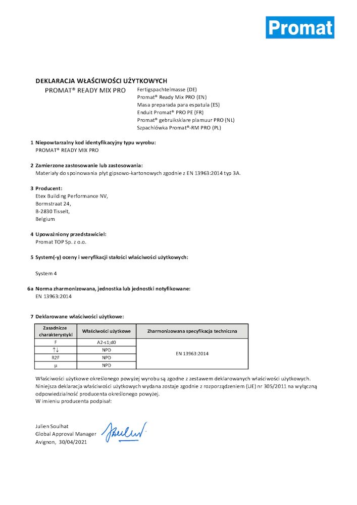 PROMAT® READY MIX PRO (Szpachlówka Promat®‐RM PRO)