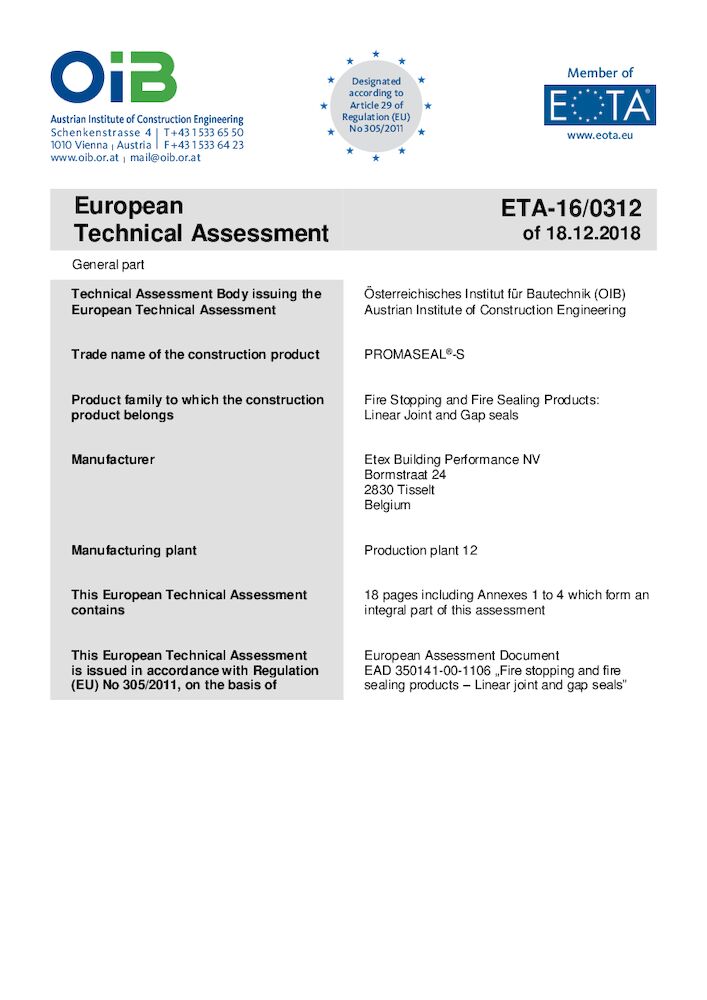 ETA-16-0312 PROMASEAL-S