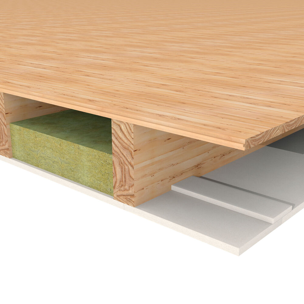 Plafond PROMATECT®-100 - Fixation directe sous plancher bois - REI 60 - 42 dB - Laine de verre