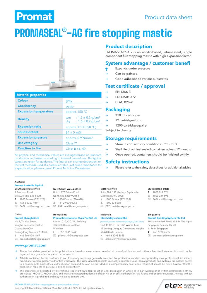 PROMASEAL®-AG Product Datasheet rev.1