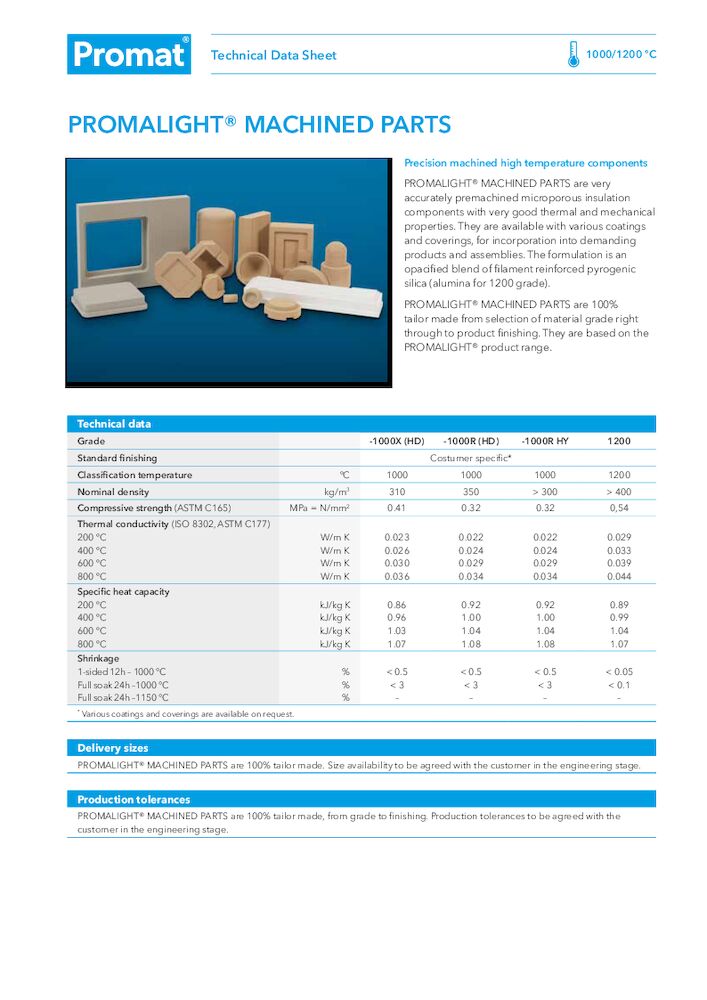 PROMALIGHT® MACHINED PARTS TDS EN