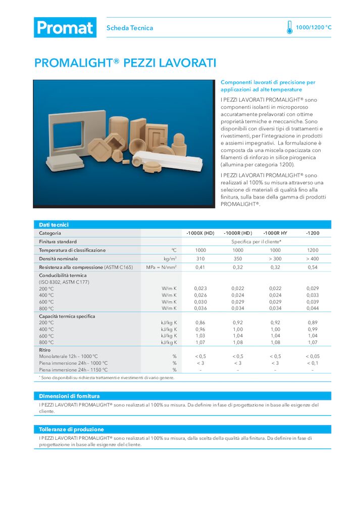 PROMALIGHT® MACHINED PARTS TDS IT