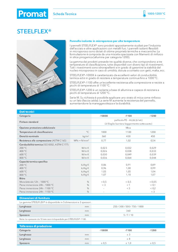 STEELFLEX, pannelli isolanti per l'industria siderurgica - Promat