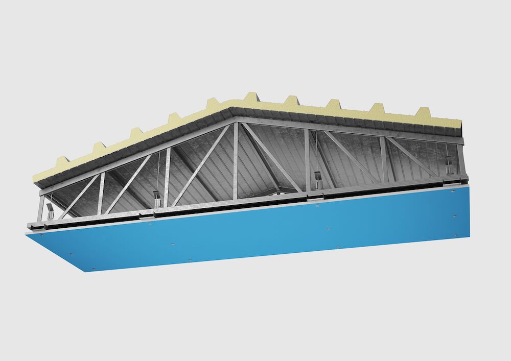 Protezione di strutture in acciaio e coperture R 60-90 -
PROMATECT®-100X sp. 12 mm - Controsoffitto pendinato