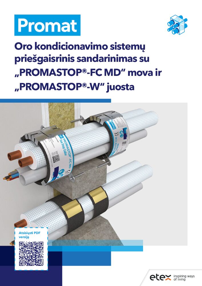 Oro kondicionavimo sistemų priešgaisrinis sandarinimas su „PROMASTOP®-FC MD“ mova ir „PROMASTOP®-W“ juosta