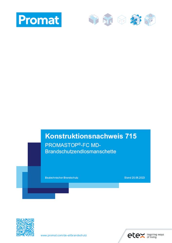 715 – Konstruktionsnachweis PROMASTOP®-FC MD Brandschutzendlosmanschette (PDF)