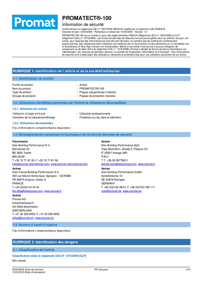 Documentation - Promat France