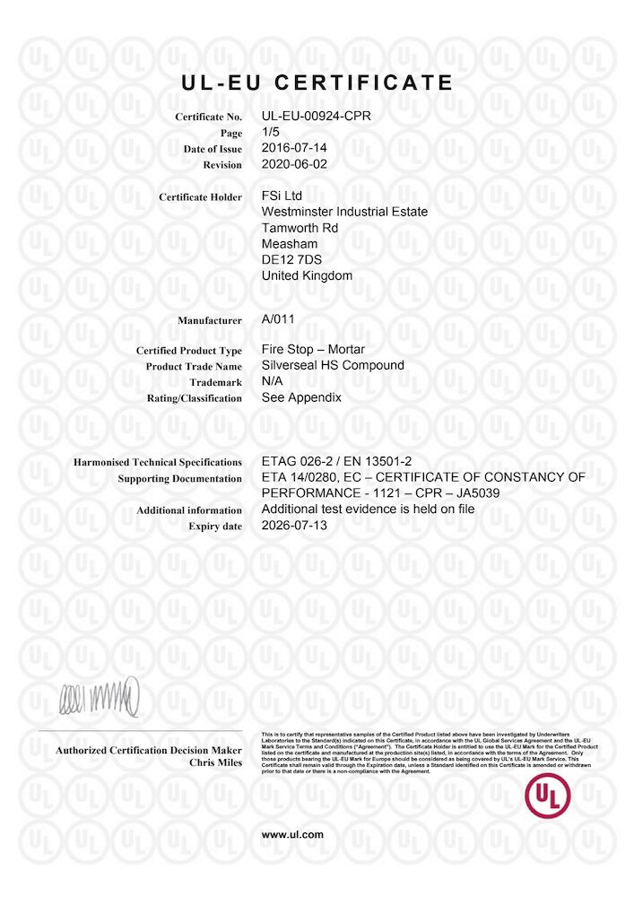 UL-EU-00924-CPR - Silverseal HS Compound