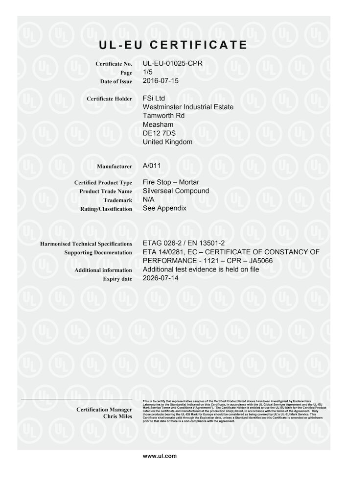 UL-EU-001025CPR - Silverseal Compound