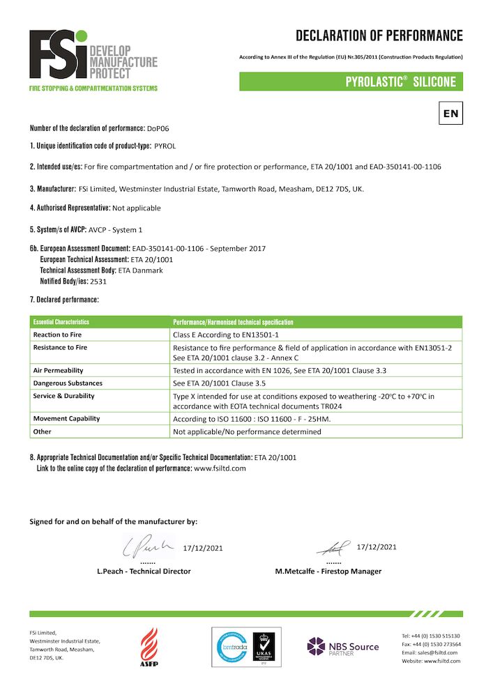 DoP FSiPromat Pyrolastic Silicone