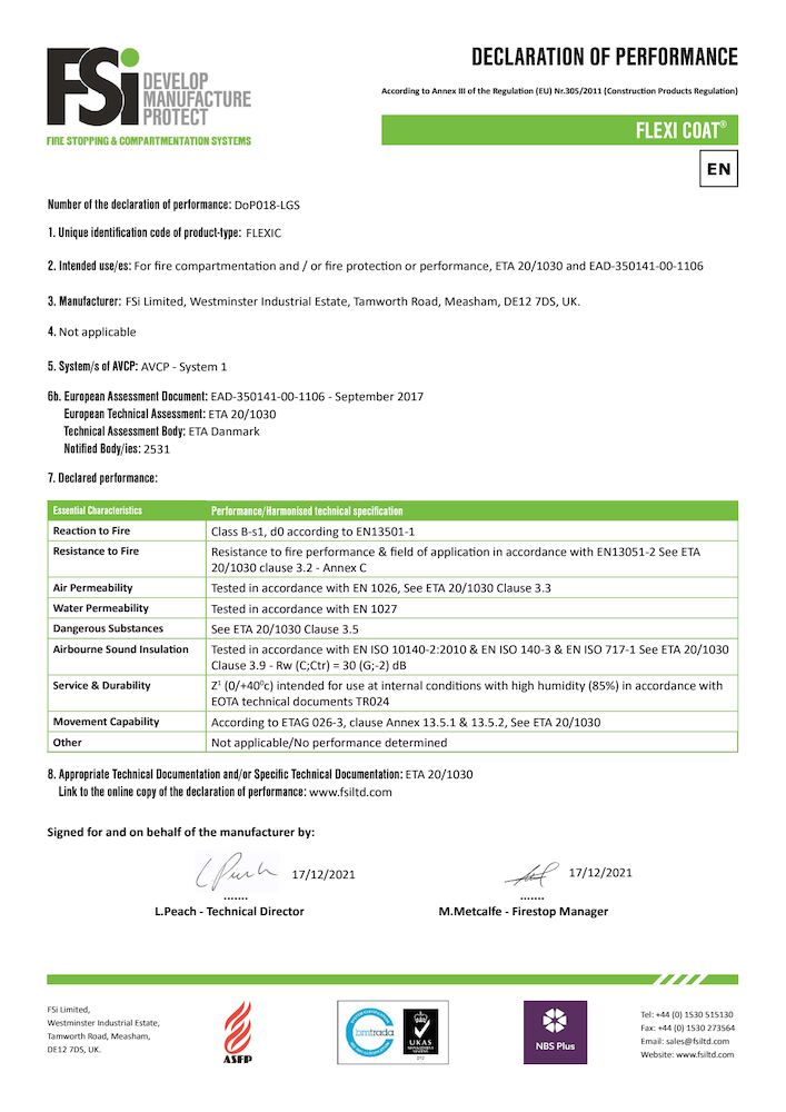 DoP FSiPromat Flexi Coat