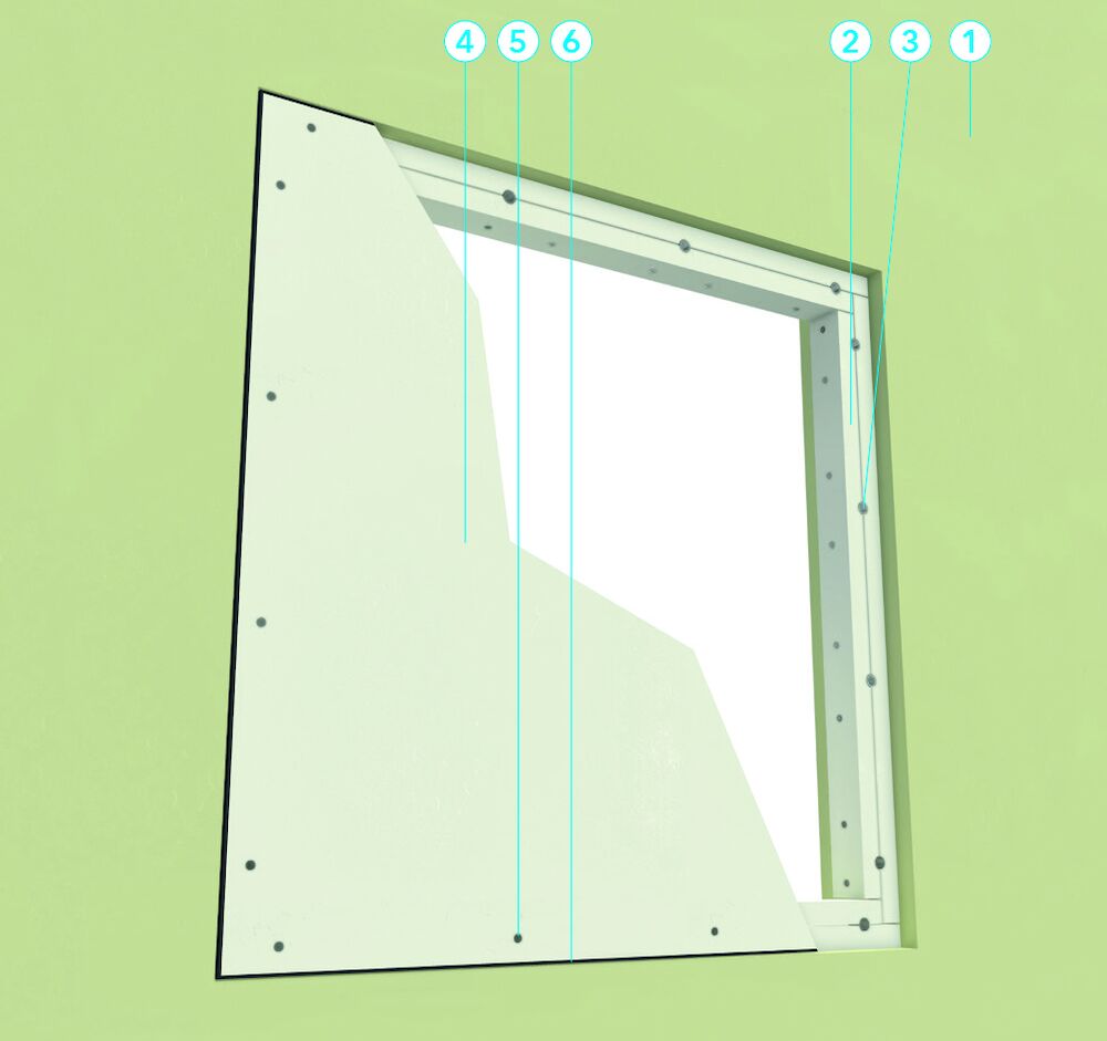 Afschroefbaar luik in massieve wand - PROMATECT<sup>®</sup>-H -  EI1 30 beide richtingen