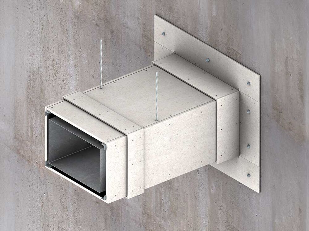 120 minutes fire rated PROMATECT®-H Cladding to steel ducts integrity only - resisting fire from internal and external