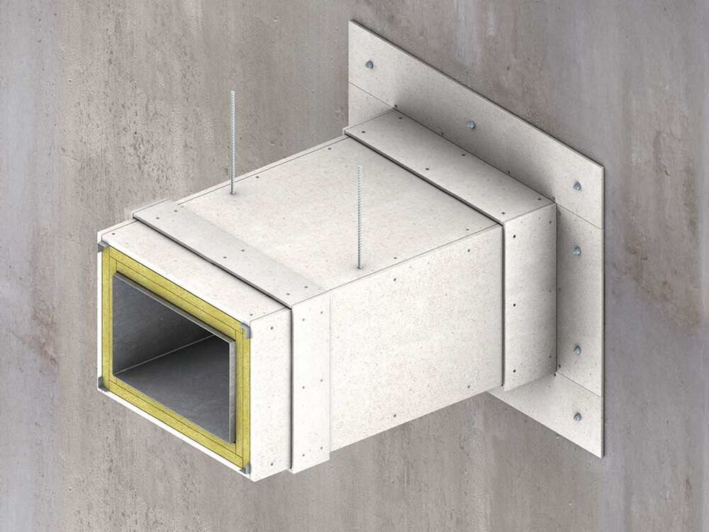 240 minutes fire rated PROMATECT®-H Cladding to steel ducts - resisting fire from internal and external