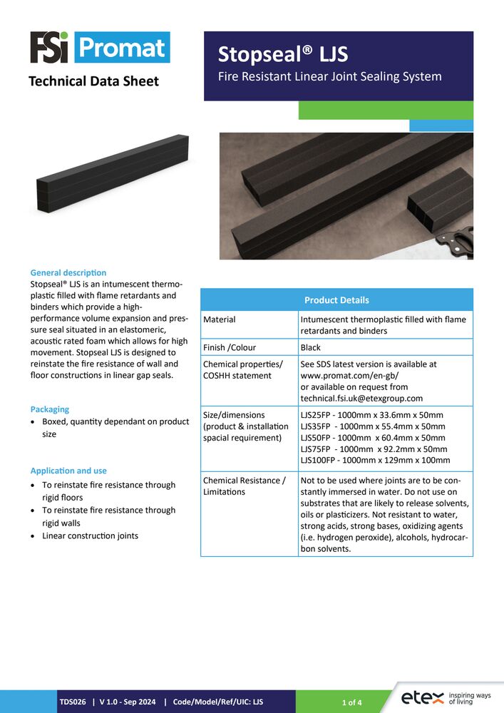 TDS026 - V1.0 - Stopseal LJS - September 2024