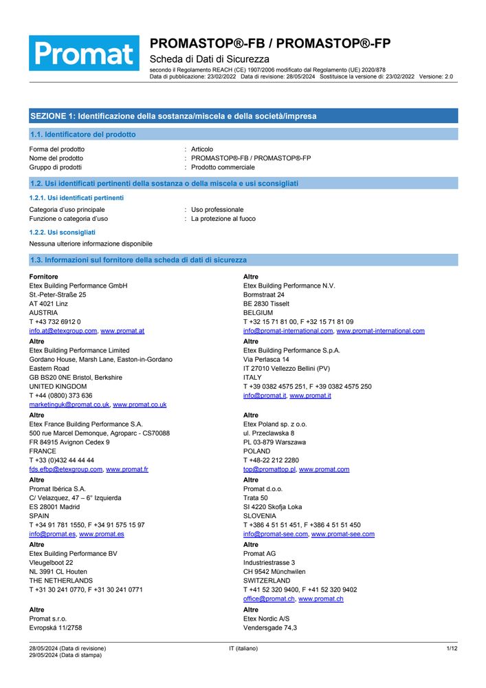 PROMASTOP-FB e PROMASTOP-FP