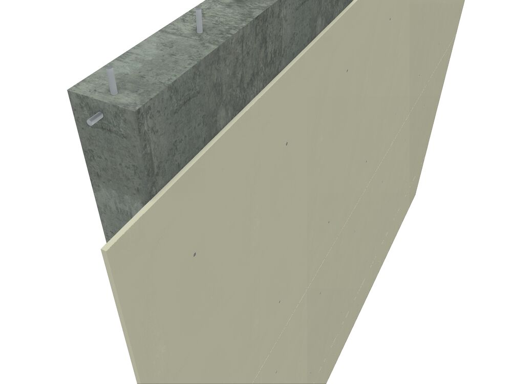 Betonnen wand beschermd met PROMATECT<sup>®</sup>-H - R90
