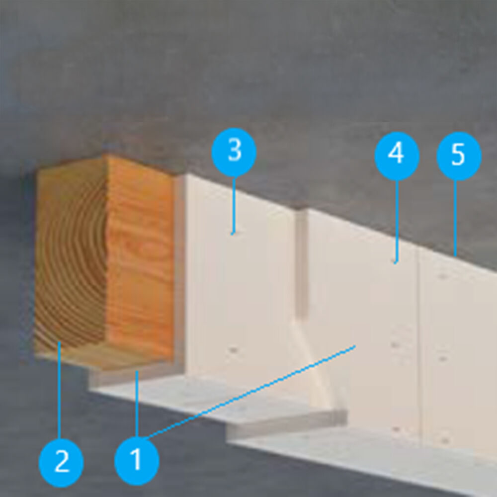 Houten ligger beschermd met PROMATECT<sup>®</sup>-100 - R30