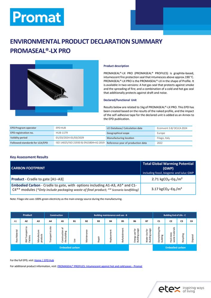 EPD summary sheet-PROMASEAL_LX_Profile