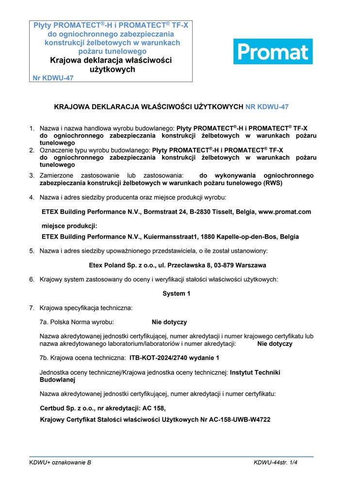 Płyty PROMATECT®-H i PROMATECT® TF-X