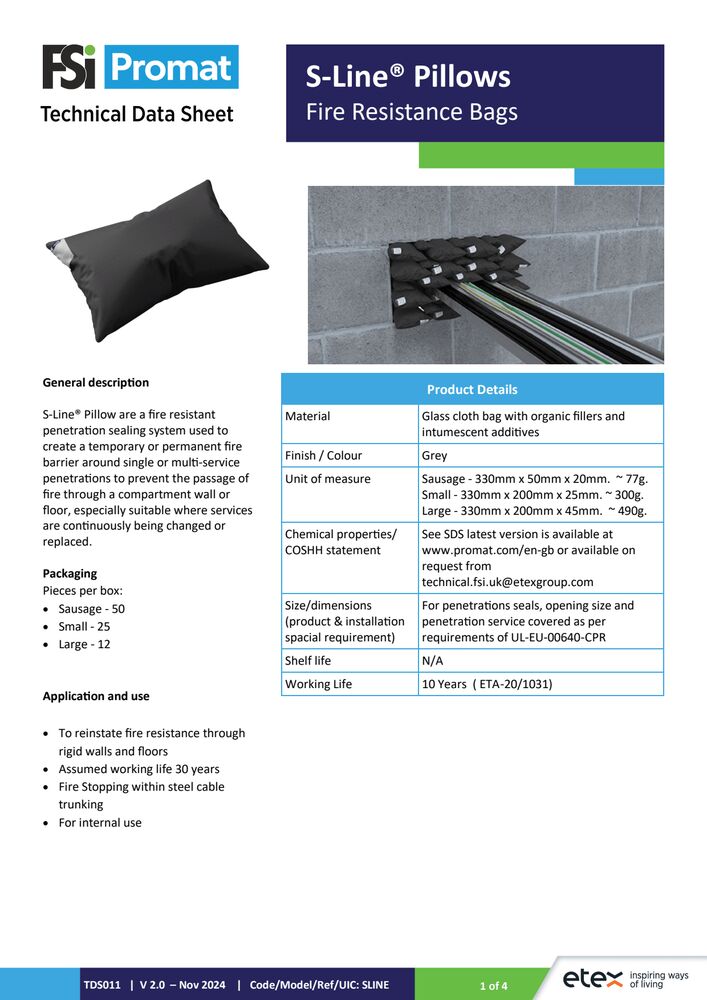 S-Line Pillows - TDS V2.0a 