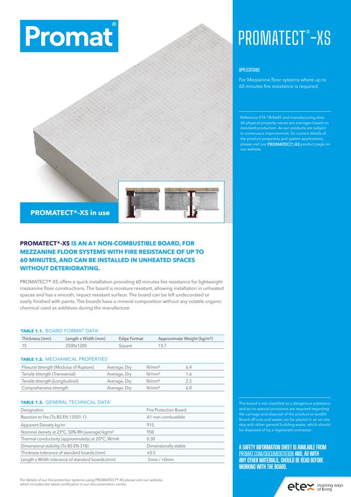 PROMATECT-XS - Technical datasheet