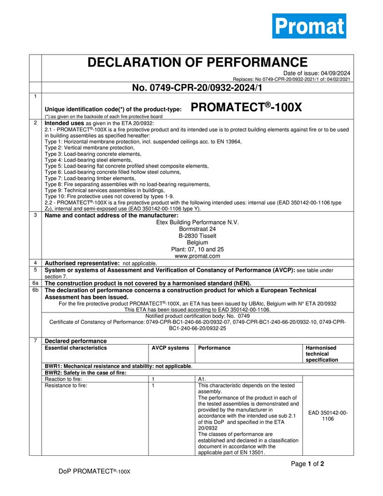 PROMATECT®-100X