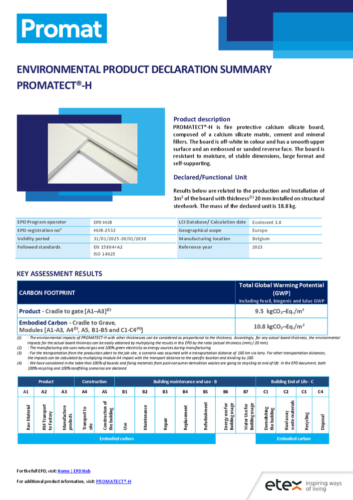Summary Sheet EPD PROMATECT-H