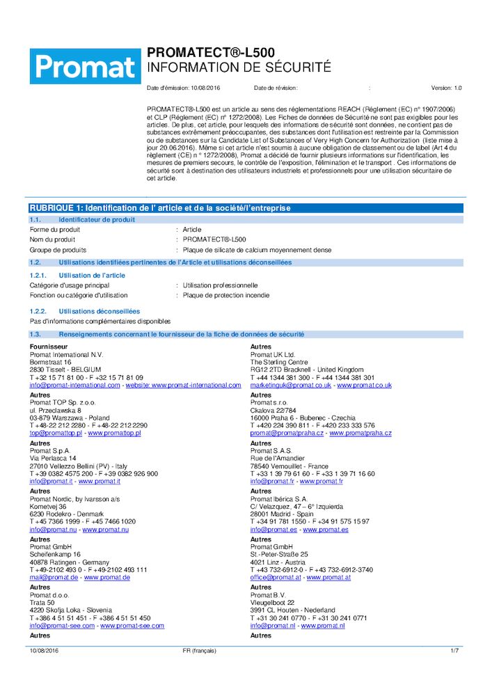 PROMATECT®-L500