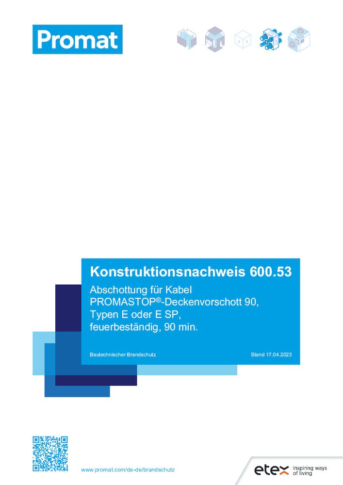 600.53 – Konstruktionsnachweis – PROMASTOP®-Deckenvorschott 90, Typ E oder Typ E SP gültig bis 31.12.2026 (PDF)