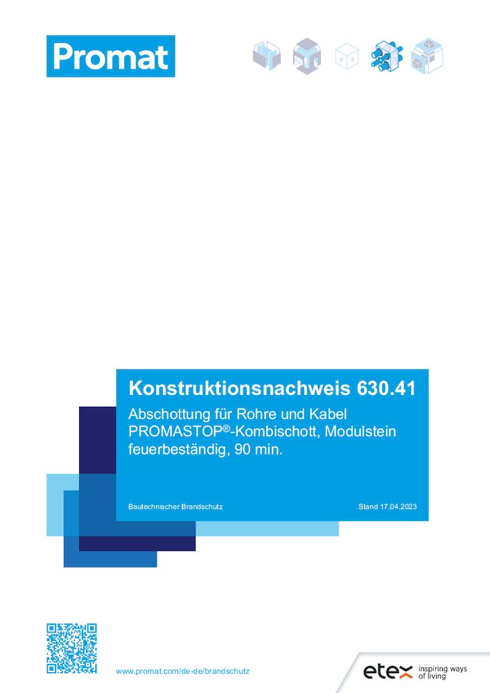 630.41 – Konstruktionsnachweis gültig bis 01.06.2025 – PROMASTOP®-Kombischott, Modulstein (PDF)